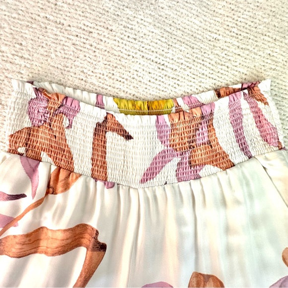 Anthro Maeve Pia Binazzi Smocked Floral Fish Wide-Leg Pants S - Picture 6 of 16